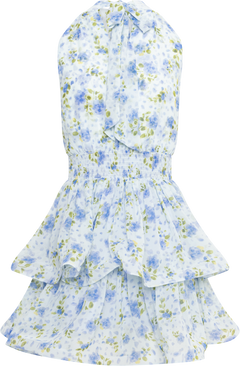 Idun Wave Mini Dress - Light Blue Floral