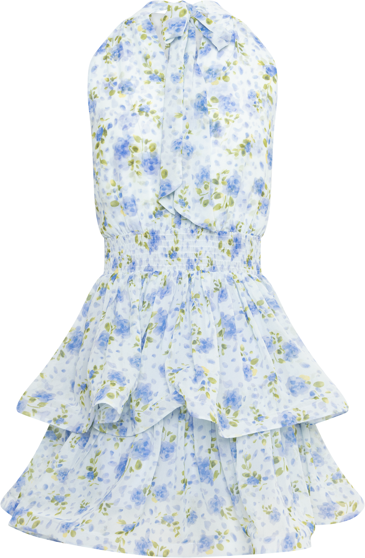 Idun Wave Mini Dress - Light Blue Floral