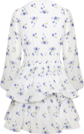Jade Wave Chiffon Floret Dress - White/Blue