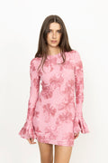 3D Mesh Mini Dress - Sea Pink