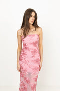 3D Mesh Maxi Dress - Sea Pink