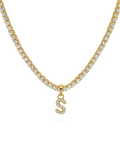 Tennis Letter Necklace - Gold