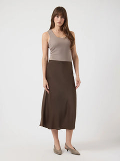 Yaspella Hw Midi Skirt - Chocolate Brown