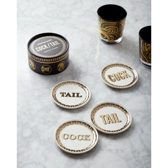 Cock/Tail Coasters - Black/White/Gold