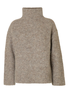 Gabriella Ls Knit High Neck - Steel Gray Melange