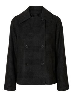 Alma Pattern Wool Blend Jacket - Black/Grey