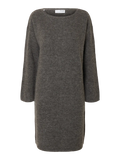 Lulu Ls Knit New O-Neck Dress - Medium Grey Melange