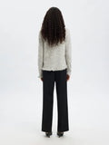 Lulu Frill Ls Knit Cardigan - Light Grey Melange