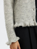 Lulu Frill Ls Knit Cardigan - Light Grey Melange