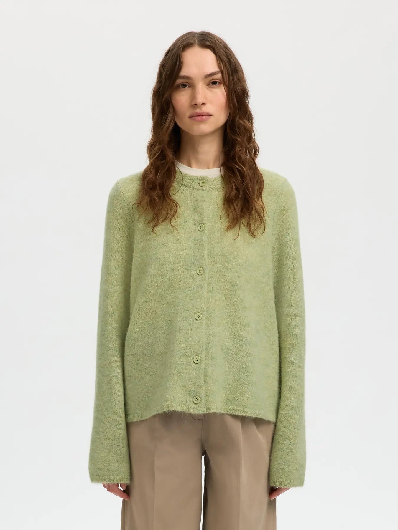 Lulu New Ls Knit Cardigan - Lint Melange