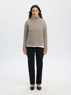 Gabriella Ls Knit High Neck - Steel Gray Melange