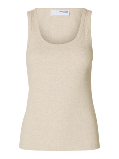 Anna U-Neck Tank Top Noos - Oatmeal Melange