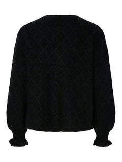 Yasthelma Ls Wool Blend Knit Cardigan - Black