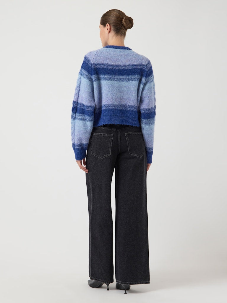 Yasmegano Ls Knit Short Cardigan - Dazzling Blue Vista Blue/Clear Sky