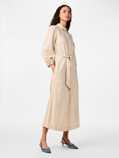 Yasflaxy 3/4 Linen Shirt Dress - Birch