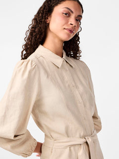 Yasflaxy 3/4 Linen Shirt Dress - Birch