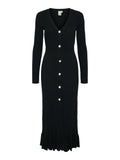 Mikke Ls Midi Knit Dress S - Black