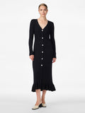 Mikke Ls Midi Knit Dress S - Black