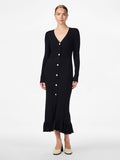 Mikke Ls Midi Knit Dress S - Black