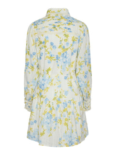 Yassomelli Ls Shirt Dress - Birch W. Blue Flowers