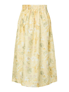 Yaslemon HW Ankle Skirt - Pale Banana Lemon Print