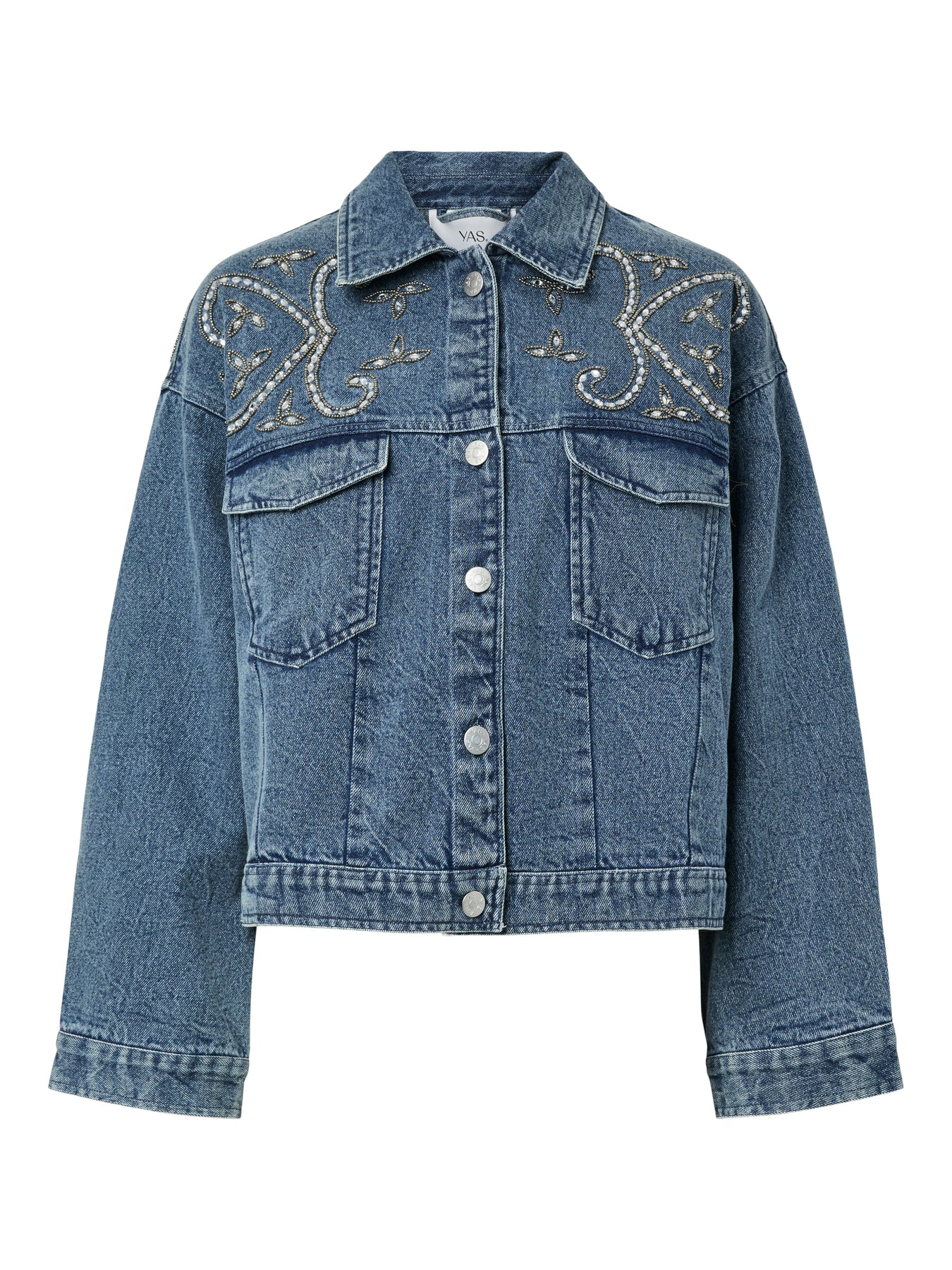 Yasvision Ls Denim Emb Jacket - Light Blue Denim