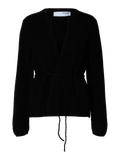 Sia Ras Ls Knit Belt Cardigan - Black