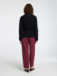 Sia Ras Ls Knit Belt Cardigan - Black