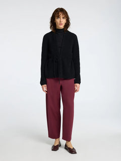 Sia Ras Ls Knit Belt Cardigan - Black