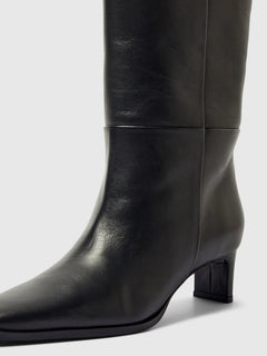 Olivia Leather High Shafted Boot - Black