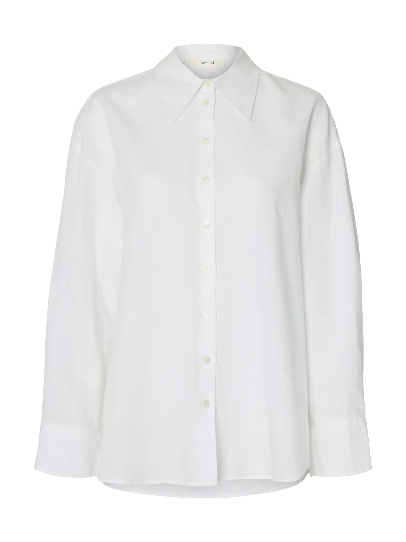 Cleo Oversize Linen Blend Shirt - Bright White