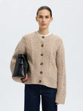 Nelly Ls Knit O-Neck Cardigan - Birch Melange