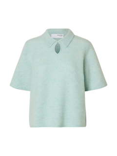 Sia Ras 2/4 Knit Key Hole Collar Neck - Blue Glow Melange