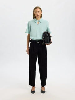 Sia Ras 2/4 Knit Key Hole Collar Neck - Blue Glow Melange
