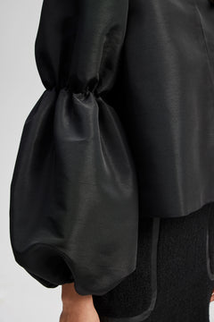 Zoey Double Pouf Sleeve Blouse - Black