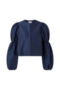 Zoey Double Pouf Sleeve Blouse - Dark Blue