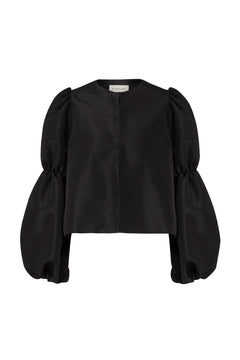 Zoey Double Pouf Sleeve Blouse - Black