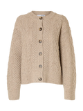 Nelly Ls Knit O-Neck Cardigan - Birch Melange