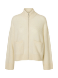 Sia Ras Ls Knit Zipper Cardigan - Snow White Melange