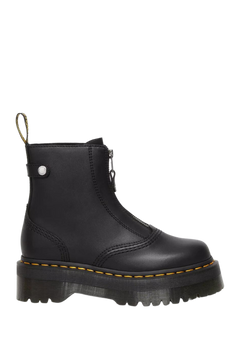 Jetta Zipped Leather Platform Boots - Black Sendal