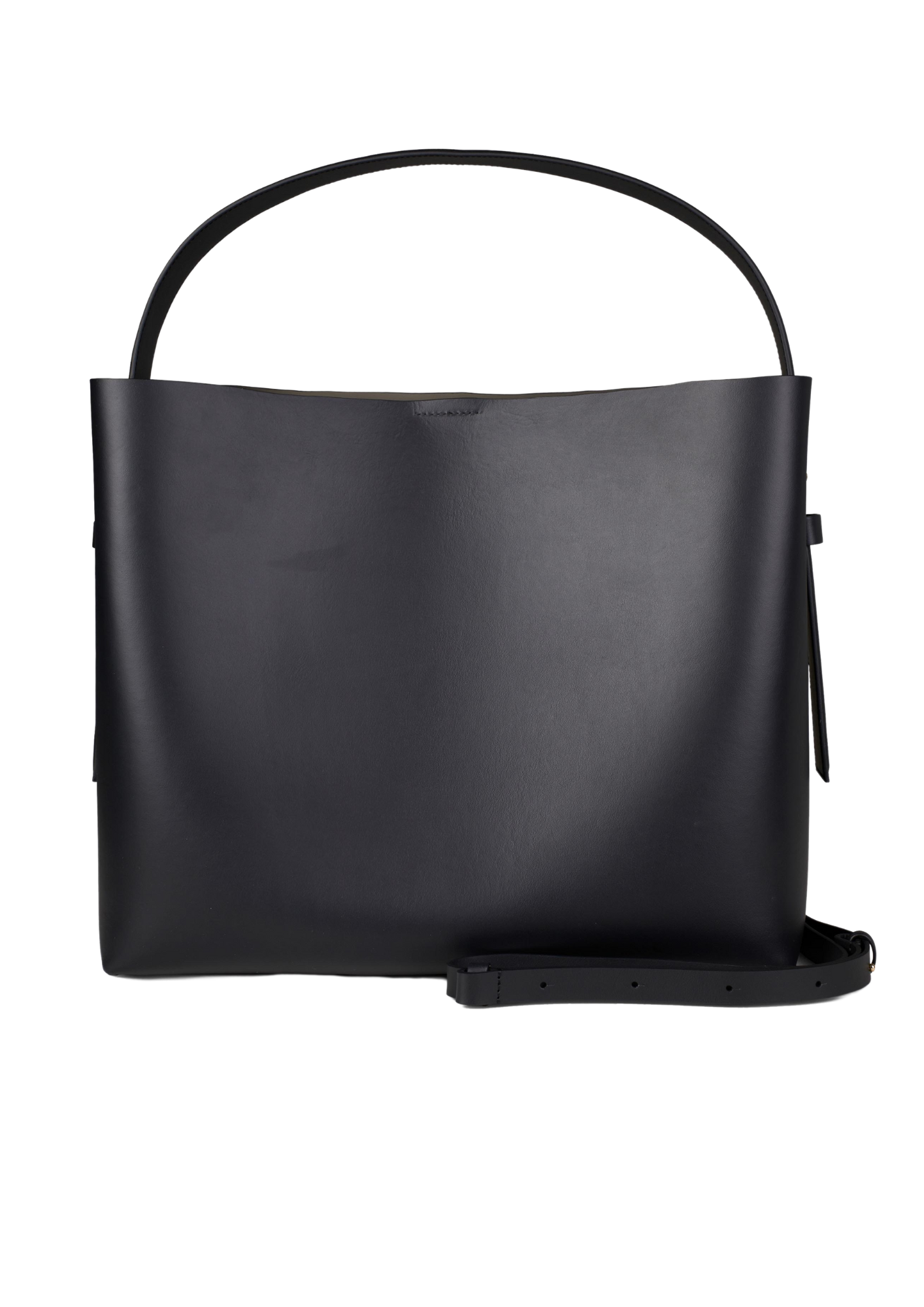 Leata Maxi Leather Bag - Black Silver