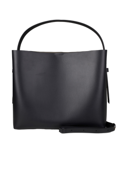 Leata Maxi Leather Bag - Black Silver