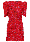 Printed Mini Ruffle Dress - Wildeve Cluster + High
Risk Red Comb