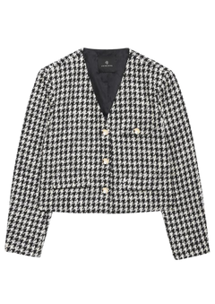 Cara Jacket - Cream And Black Houndstooth