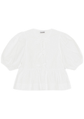 Cotton Poplin Peplum Blouse - Bright White
