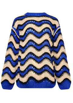 Panama Knit Sweater - Electric Blue/Sand/Black Mix