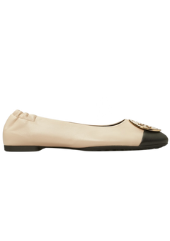 Claire Cap-Toe Ballet - New Cream / Black / Gold