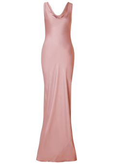 Leah Cowl Satin Maxi Dress - Blush