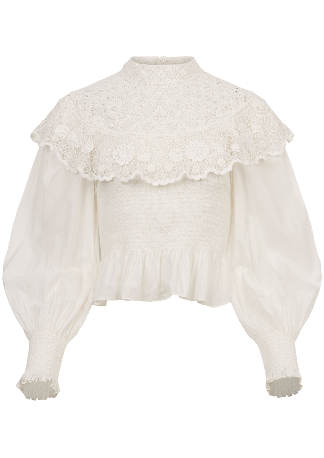 Serita Crochet Lace L/Slv Top - Cream