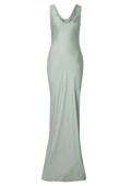 Leah Cowl Satin Maxi Dress - Sage